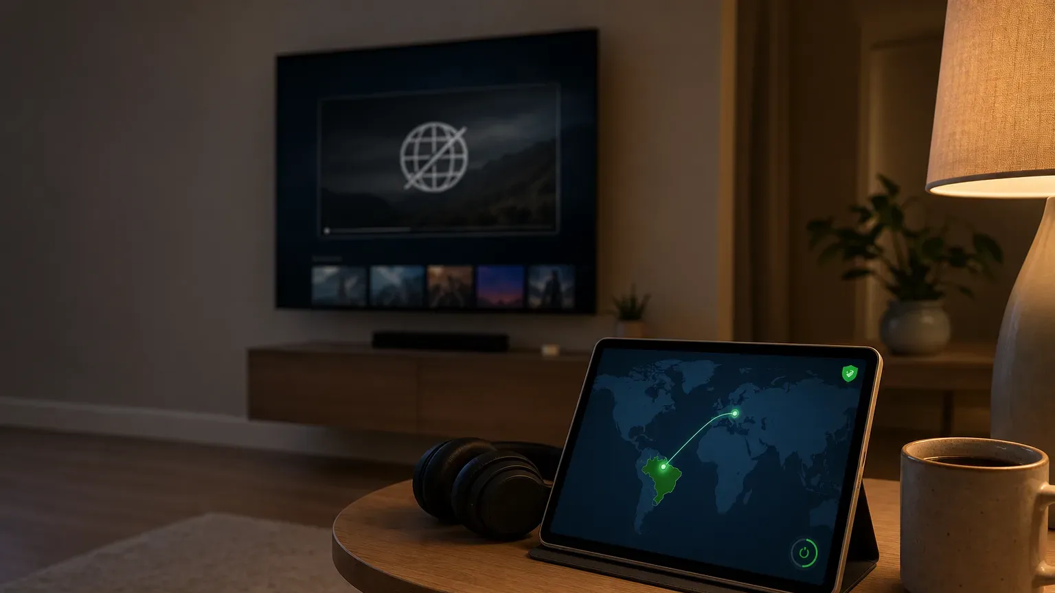 YouTube bloqueado por localização e NordVPN conectada a servidor do Brasil no notebook
